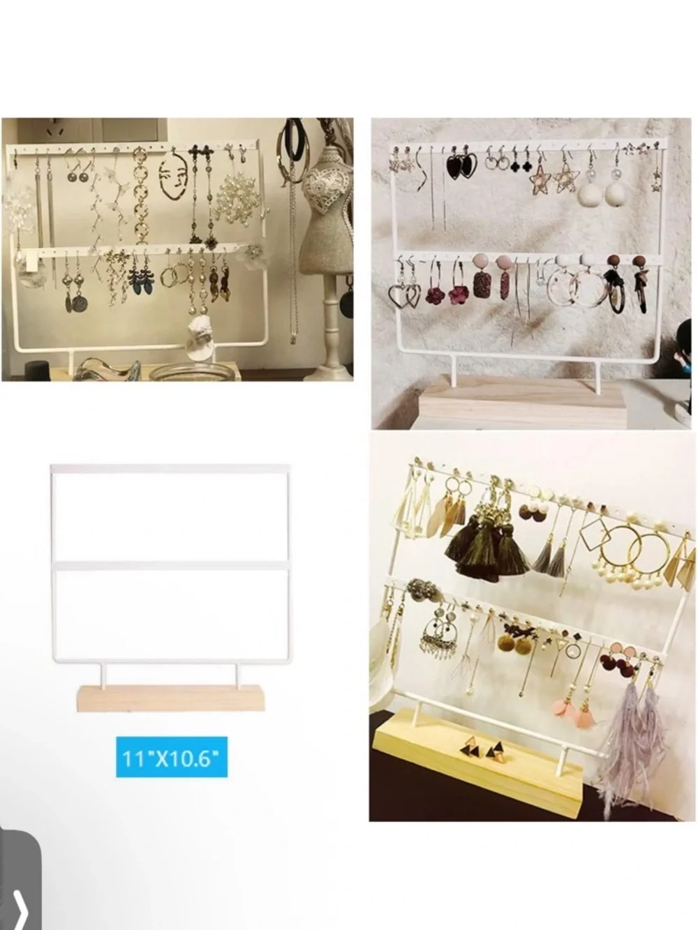 Amazon Earrings Organizer White Metal Jewelry Display Wood Stand Earrings Holder